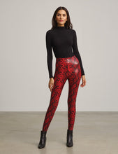 Load image into Gallery viewer, RED SNAKE FAUX LEATHER LEGGINGS
