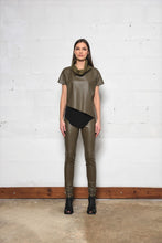 Load image into Gallery viewer, Suede Collar Faux Leather top
