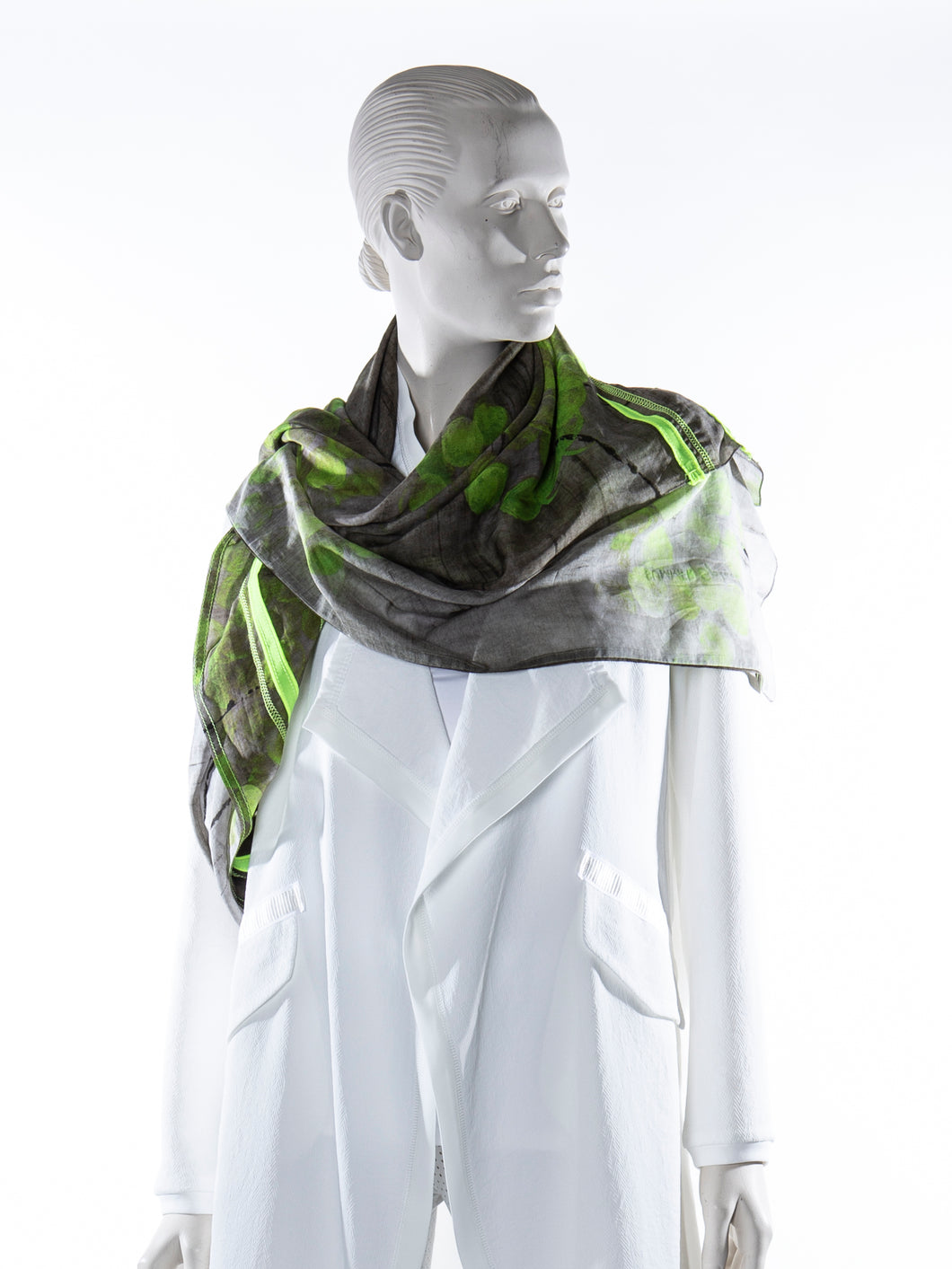 Silk Sheer lime and grey scarf