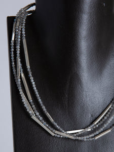 4 Rows Silver & Labradorite necklace