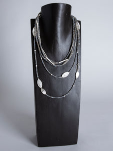 4 Rows Silver & Labradorite necklace