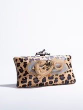 Load image into Gallery viewer, Jeweled Gecko Leopard Print clutch
