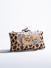 Load image into Gallery viewer, Jeweled Gecko Leopard Print clutch
