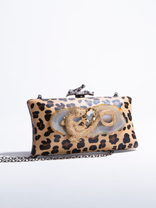 Jeweled Gecko Leopard Print clutch
